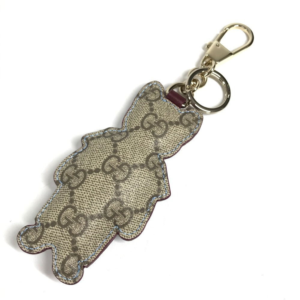 GUCCI 851742 Higuchi Yuko Collaboration GG Supreme Boris Cat Key Charm Cat Bag Charm Key Holder GG Supreme Canvas Beige Used
