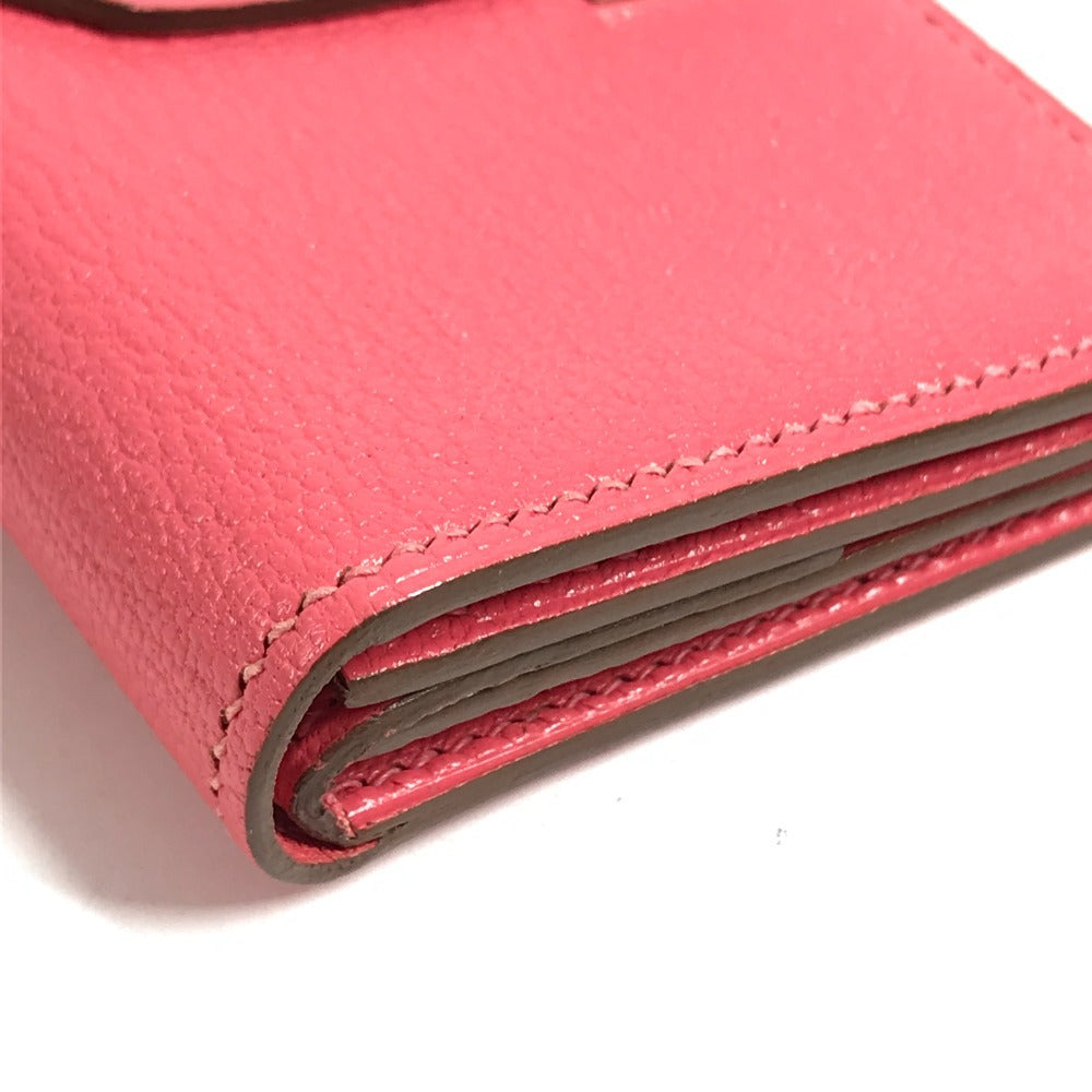 HERMES Bearn Compact Compact Wallet, Bi-fold Wallet, Card Case coin purse Chevre Rose azare pink Used