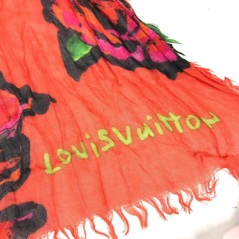 LOUIS VUITTON M72380 Shawl fringe Etol Rose Shawl Logo Rose Large Stole/Shawl Cashmere / silk Orange Used