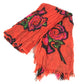 LOUIS VUITTON M72380 Shawl fringe Etol Rose Shawl Logo Rose Large Stole/Shawl Cashmere / silk Orange Used