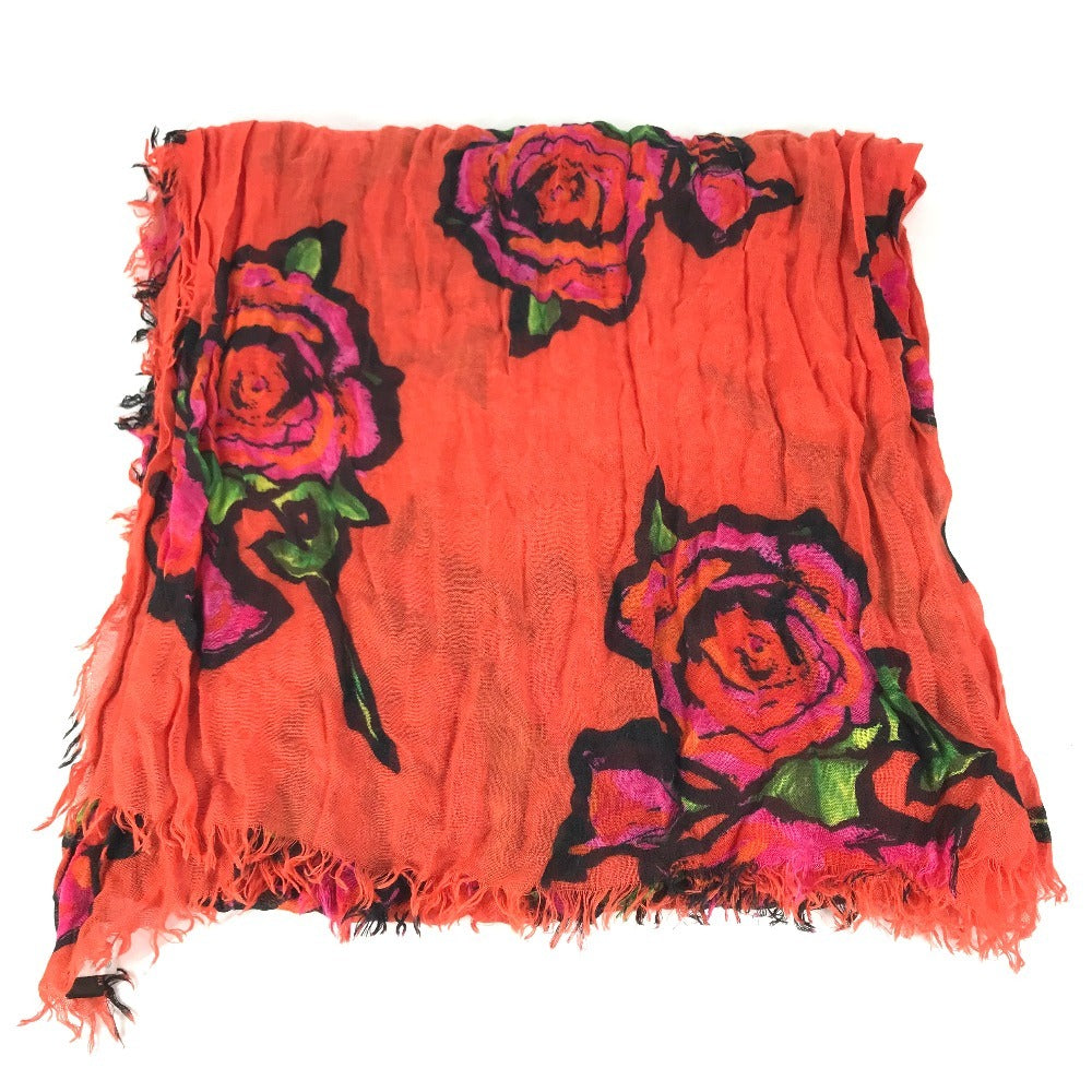 LOUIS VUITTON M72380 Shawl fringe Etol Rose Shawl Logo Rose Large Stole/Shawl Cashmere / silk Orange Used