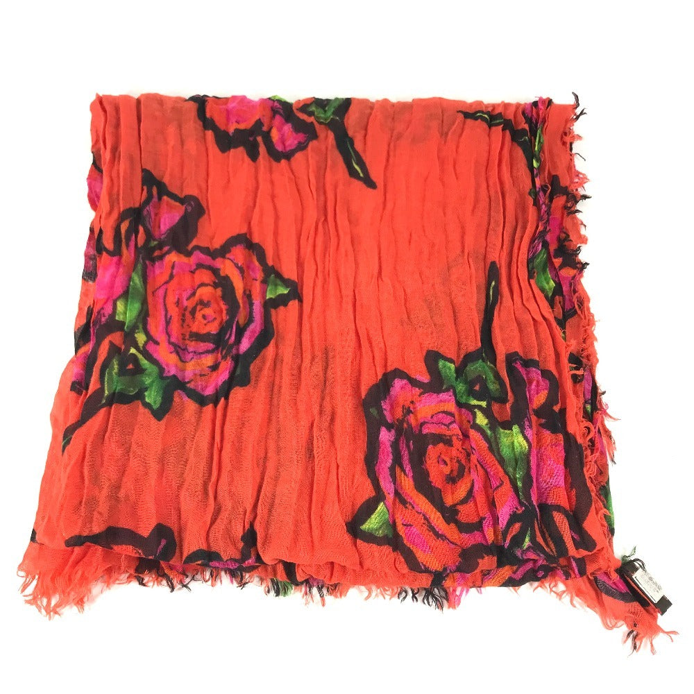 LOUIS VUITTON M72380 Shawl fringe Etol Rose Shawl Logo Rose Large Stole/Shawl Cashmere / silk Orange Used