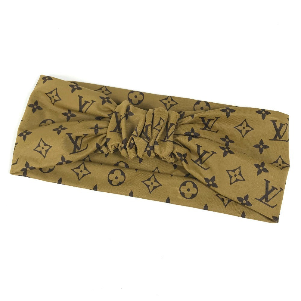 LOUIS VUITTON M76891　 Monogram reverse headband hair accessories hair band Nylon / Polyurethane Beige Used