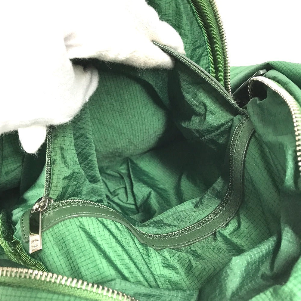 CHANEL CC CC Mark logo Bag Backpack Bicolor Backpack Nylon Green/White Used