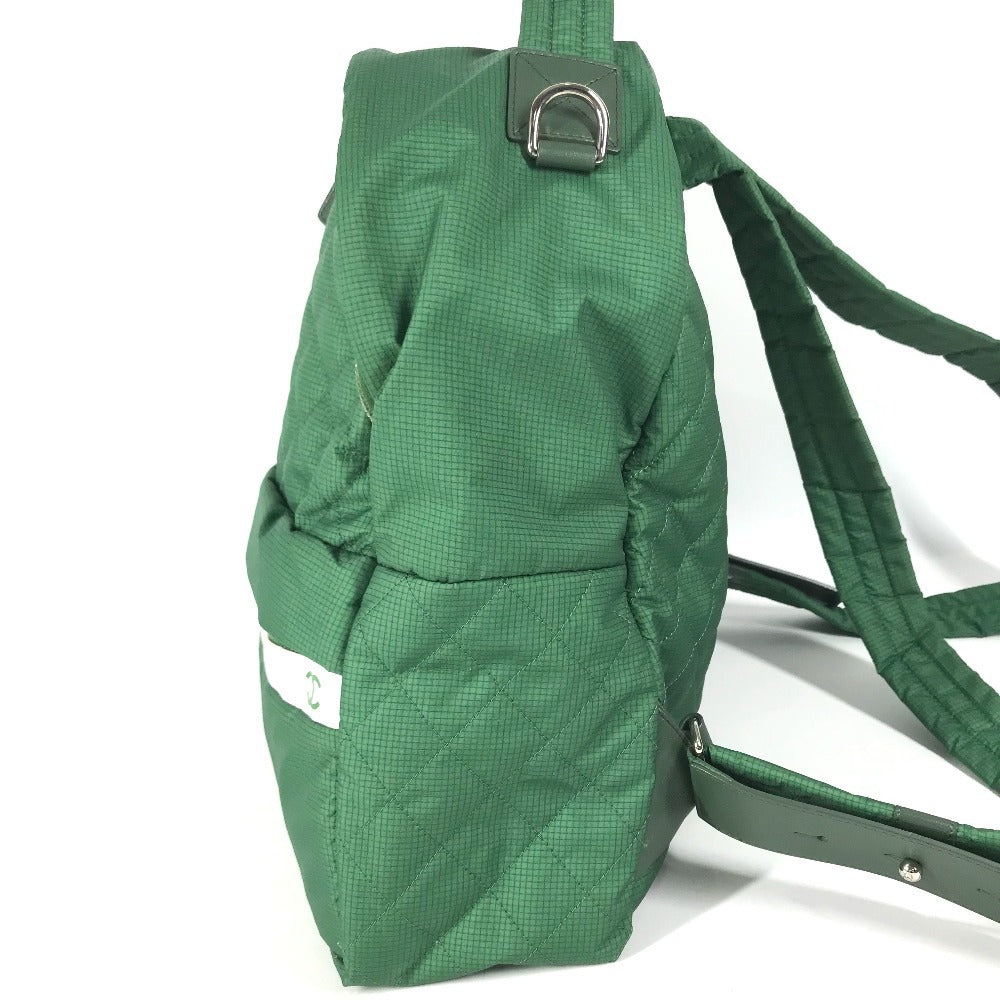 CHANEL CC CC Mark logo Bag Backpack Bicolor Backpack Nylon Green/White Used