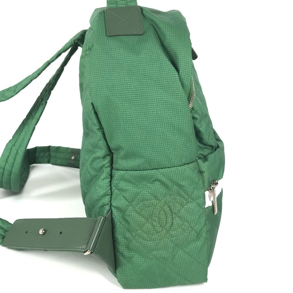 CHANEL CC CC Mark logo Bag Backpack Bicolor Backpack Nylon Green/White Used