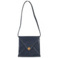 HERMES vintage Wood Button Bag Tote Bag shawl Shoulder Bag Leather Navy Used