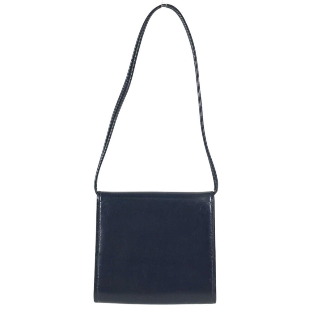 HERMES vintage Wood Button Bag Tote Bag shawl Shoulder Bag Leather Navy Used