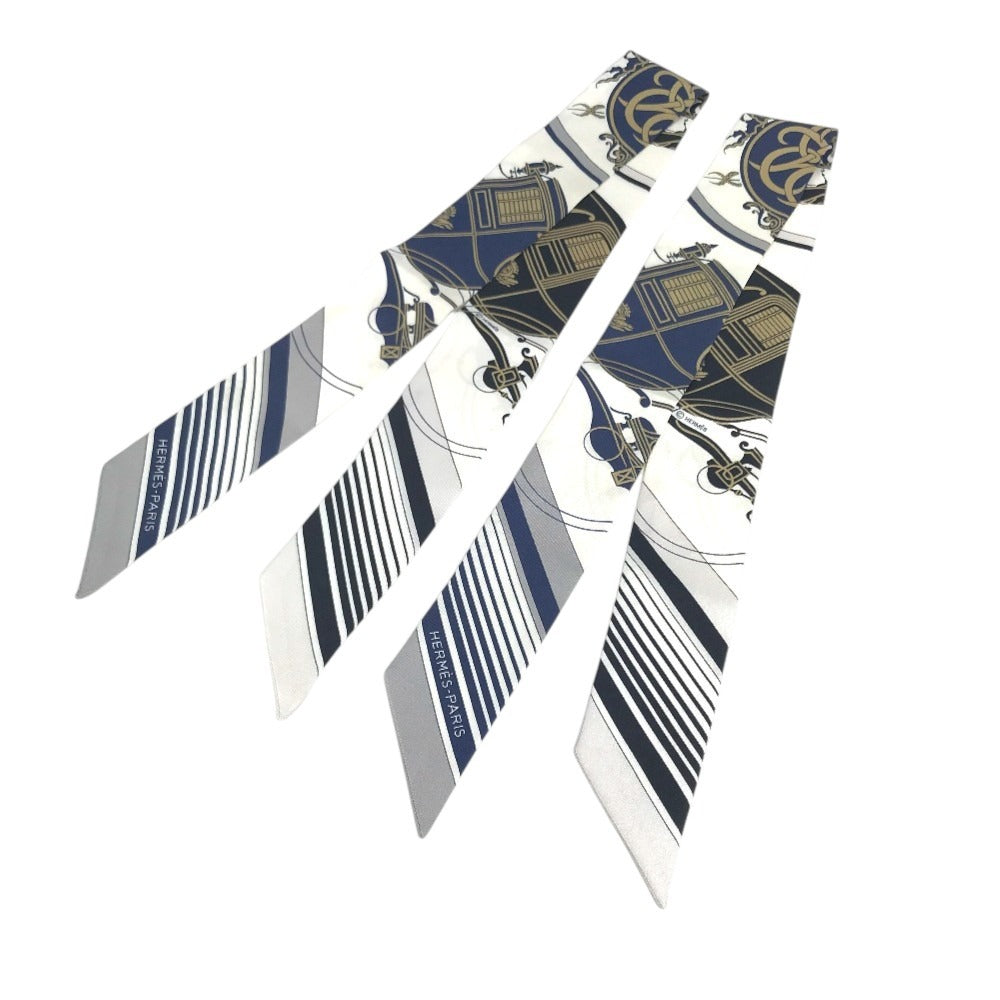 HERMES new tag Twilly Twilly (2 bottles, pair) Bandeau Scarf Accessories Scarf silk Navy/White Used