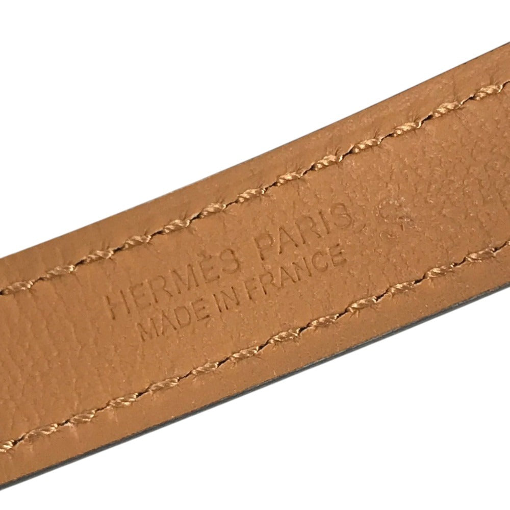 HERMES Belt Pop H 15 H-logo buckle belt for bottoms, thin belt belt Leather Mauve Pale/Chai pink/Brown Used