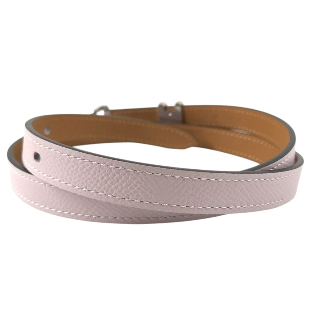 HERMES Belt Pop H 15 H-logo buckle belt for bottoms, thin belt belt Leather Mauve Pale/Chai pink/Brown Used