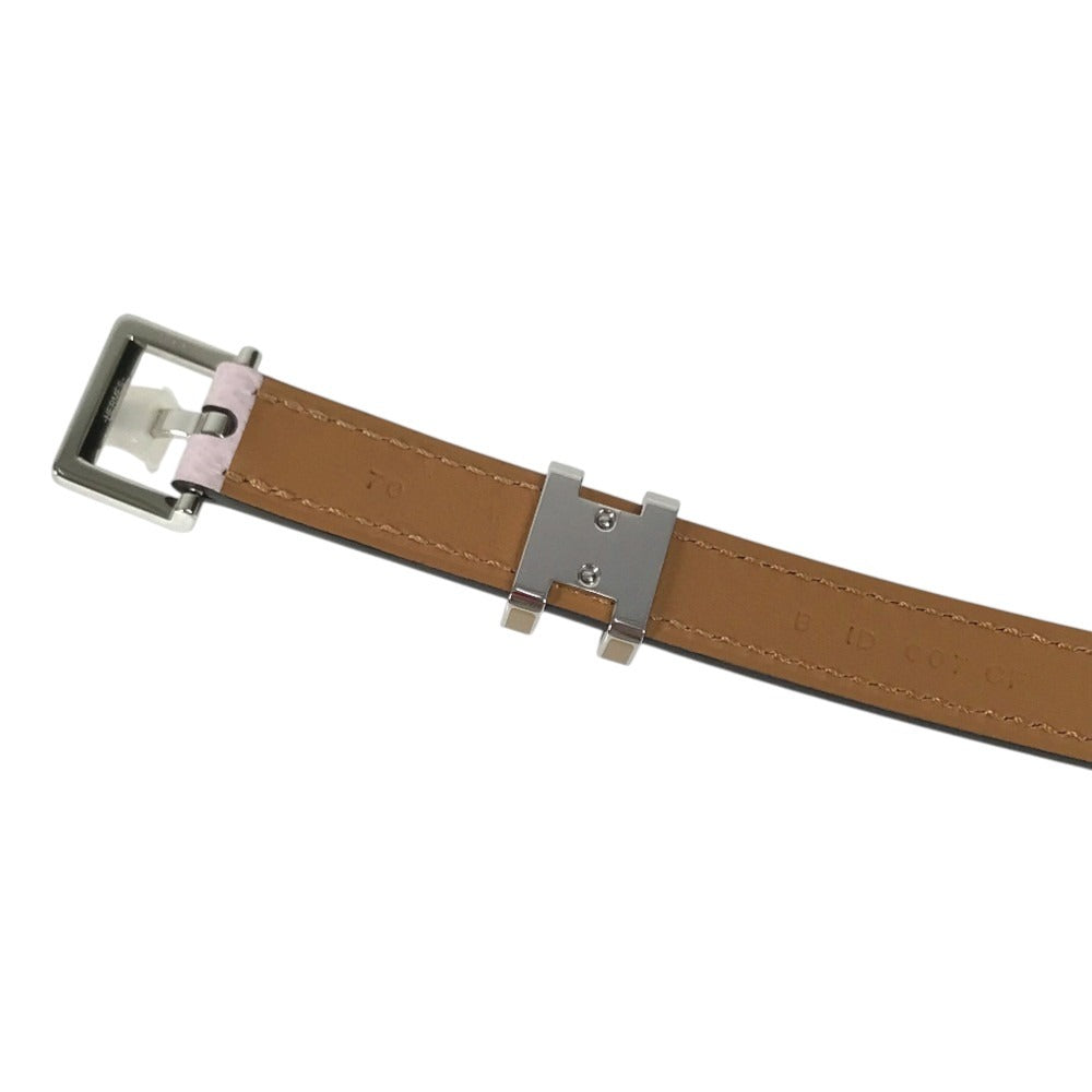 HERMES Belt Pop H 15 H-logo buckle belt for bottoms, thin belt belt Leather Mauve Pale/Chai pink/Brown Used