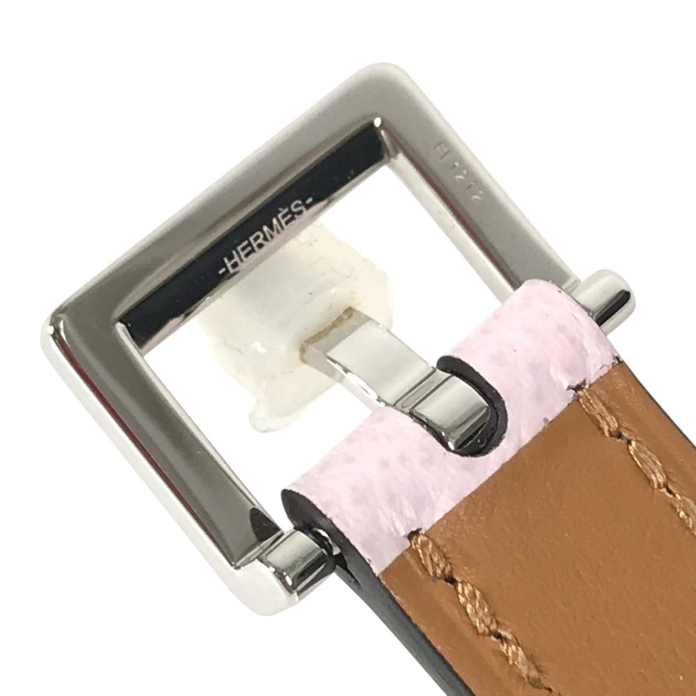 HERMES Belt Pop H 15 H-logo buckle belt for bottoms, thin belt belt Leather Mauve Pale/Chai pink/Brown Used