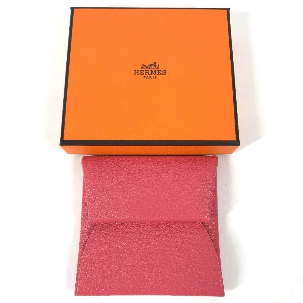 HERMES Bastia Wallet Coin Compartment coin purse Chevre Rose azare pink Used