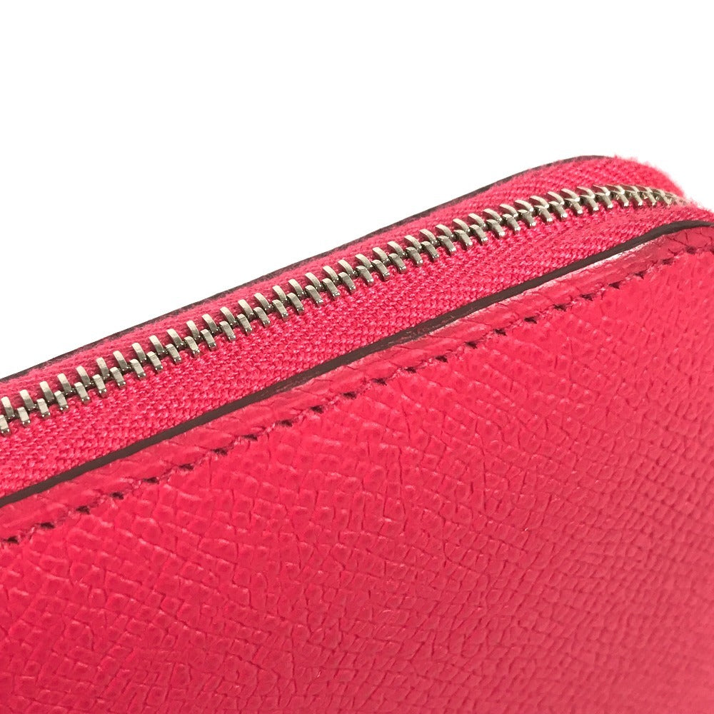 HERMES Azap Long Silk-In Long wallet Zip Around Long Wallet Epsom Rose Extreme pink Used
