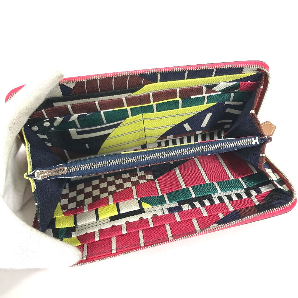 HERMES Azap Long Silk-In Long wallet Zip Around Long Wallet Epsom Rose Extreme pink Used