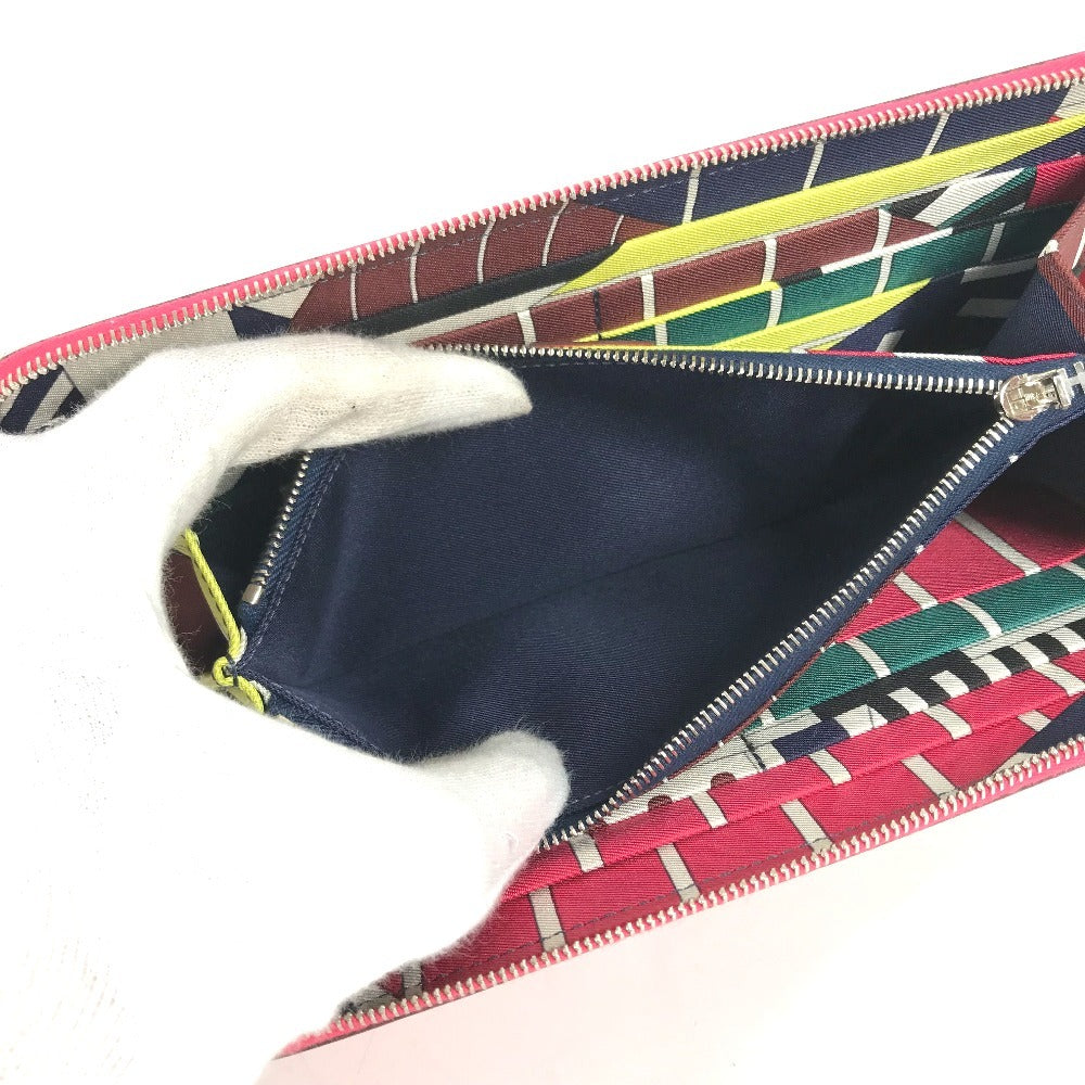 HERMES Azap Long Silk-In Long wallet Zip Around Long Wallet Epsom Rose Extreme pink Used