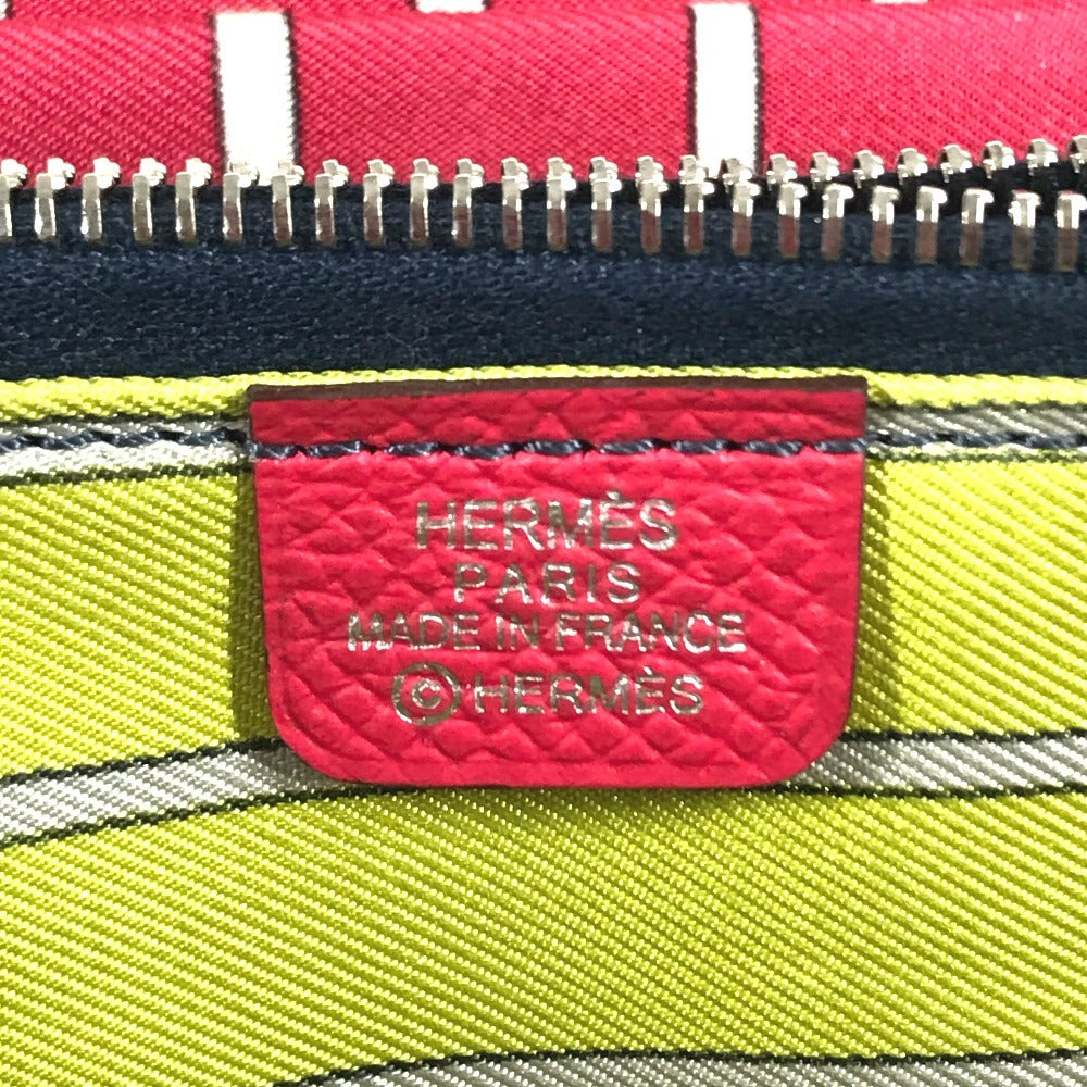 HERMES Azap Long Silk-In Long wallet Zip Around Long Wallet Epsom Rose Extreme pink Used