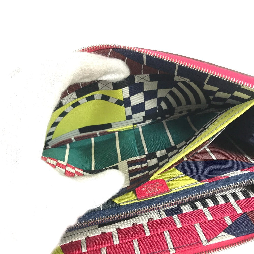 HERMES Azap Long Silk-In Long wallet Zip Around Long Wallet Epsom Rose Extreme pink Used