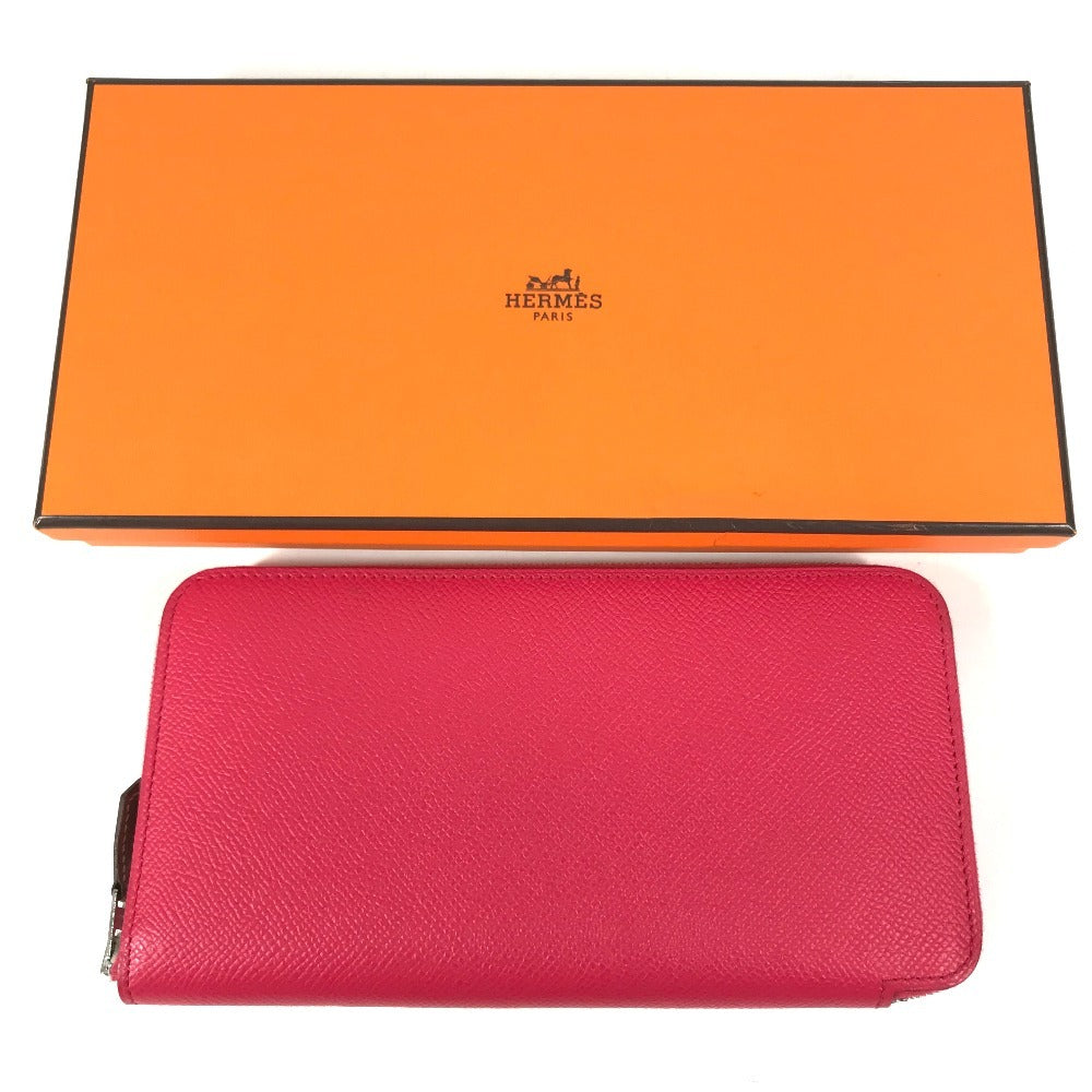HERMES Azap Long Silk-In Long wallet Zip Around Long Wallet Epsom Rose Extreme pink Used