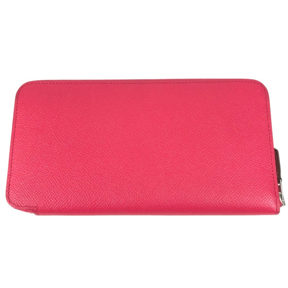 HERMES Azap Long Silk-In Long wallet Zip Around Long Wallet Epsom Rose Extreme pink Used