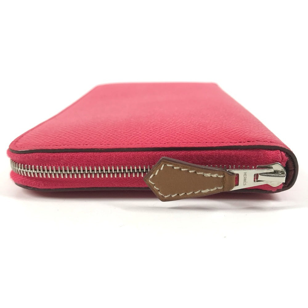 HERMES Azap Long Silk-In Long wallet Zip Around Long Wallet Epsom Rose Extreme pink Used
