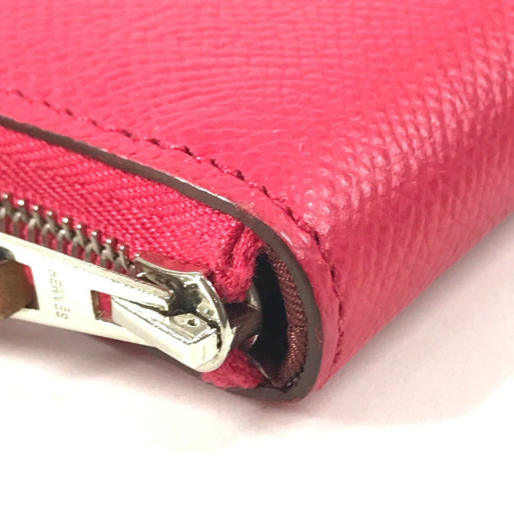 HERMES Azap Long Silk-In Long wallet Zip Around Long Wallet Epsom Rose Extreme pink Used