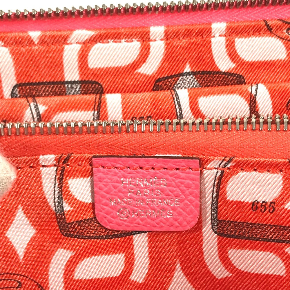 HERMES Azap Long Silk-In Long wallet Zip Around Long Wallet Epsom Rose azare pink Used