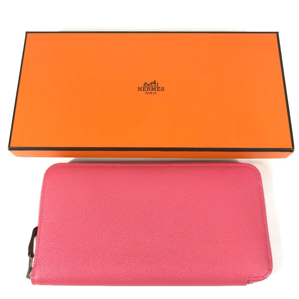 HERMES Azap Long Silk-In Long wallet Zip Around Long Wallet Epsom Rose azare pink Used