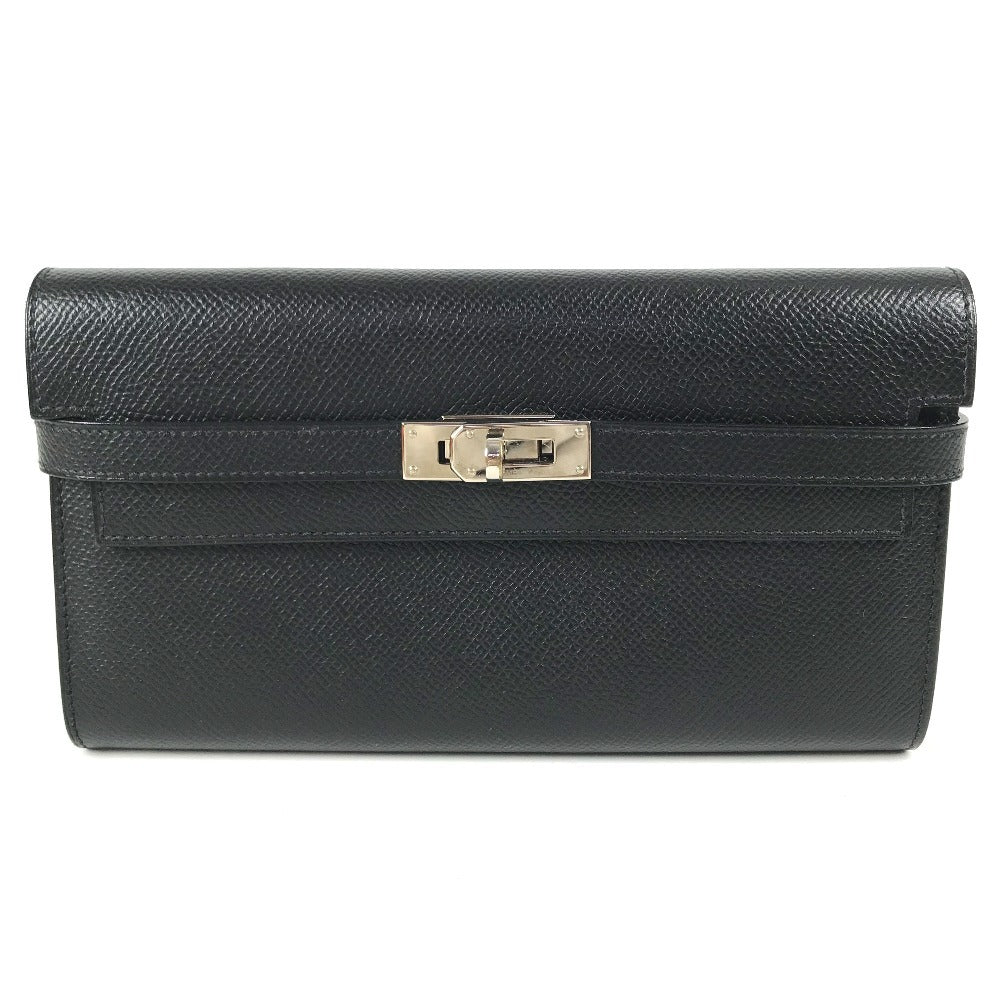 HERMES Kelly wallet Long Wallet Flap Long Wallet Epsom Black/SilverHardware Used