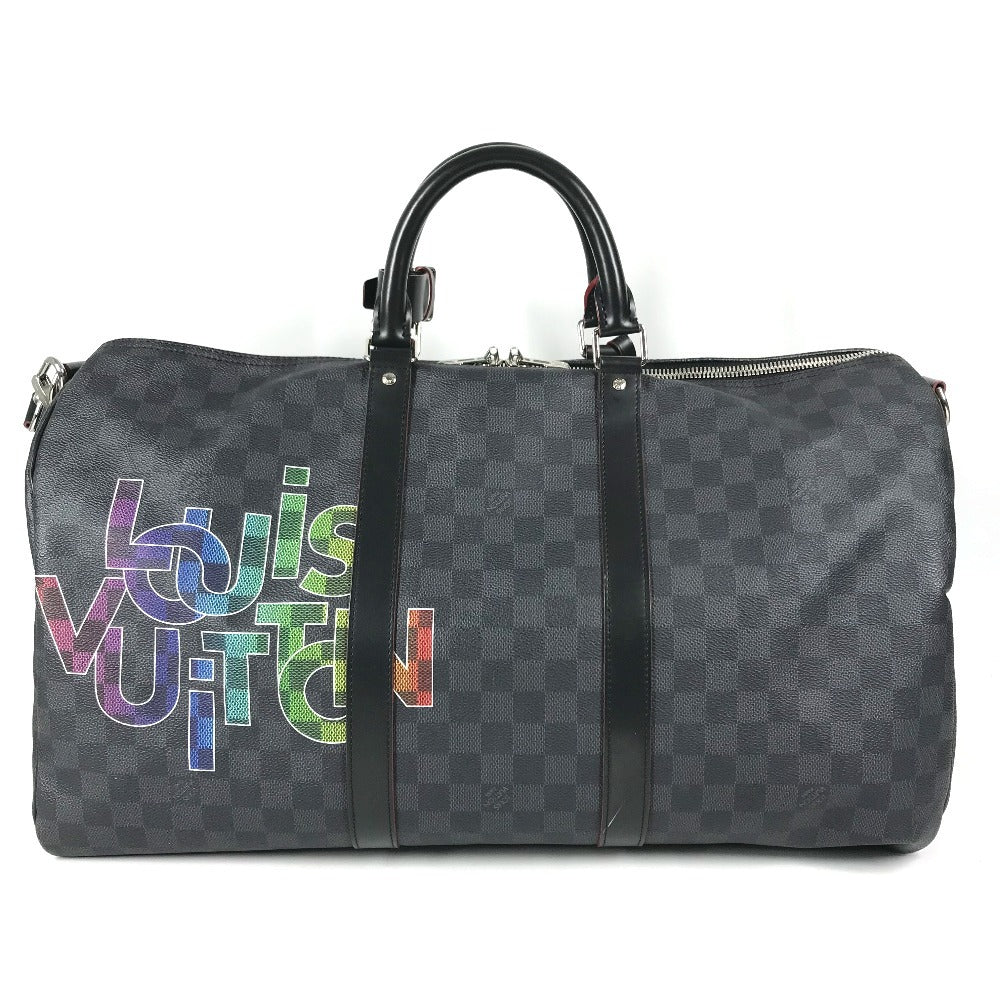 LOUIS VUITTON N40262 Damier Graphite Link Keepall Bandouliere 50 Bag, 2-way bag, travel bag Duffle Bag DamierGraphiteCanvas Black Used