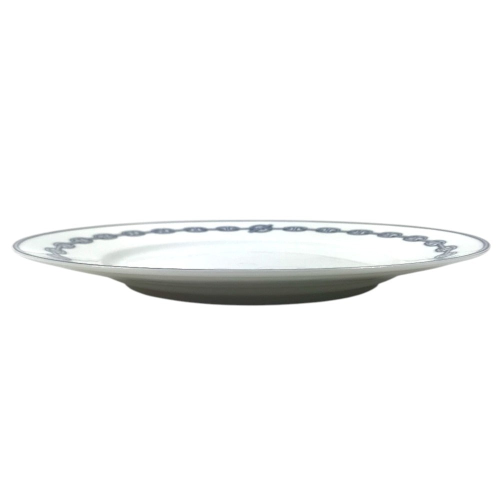 HERMES Dinner plate 10.6" Chaine d'Ancre logo Plates, tableware, dishes The dishes Pottery White/blue Used