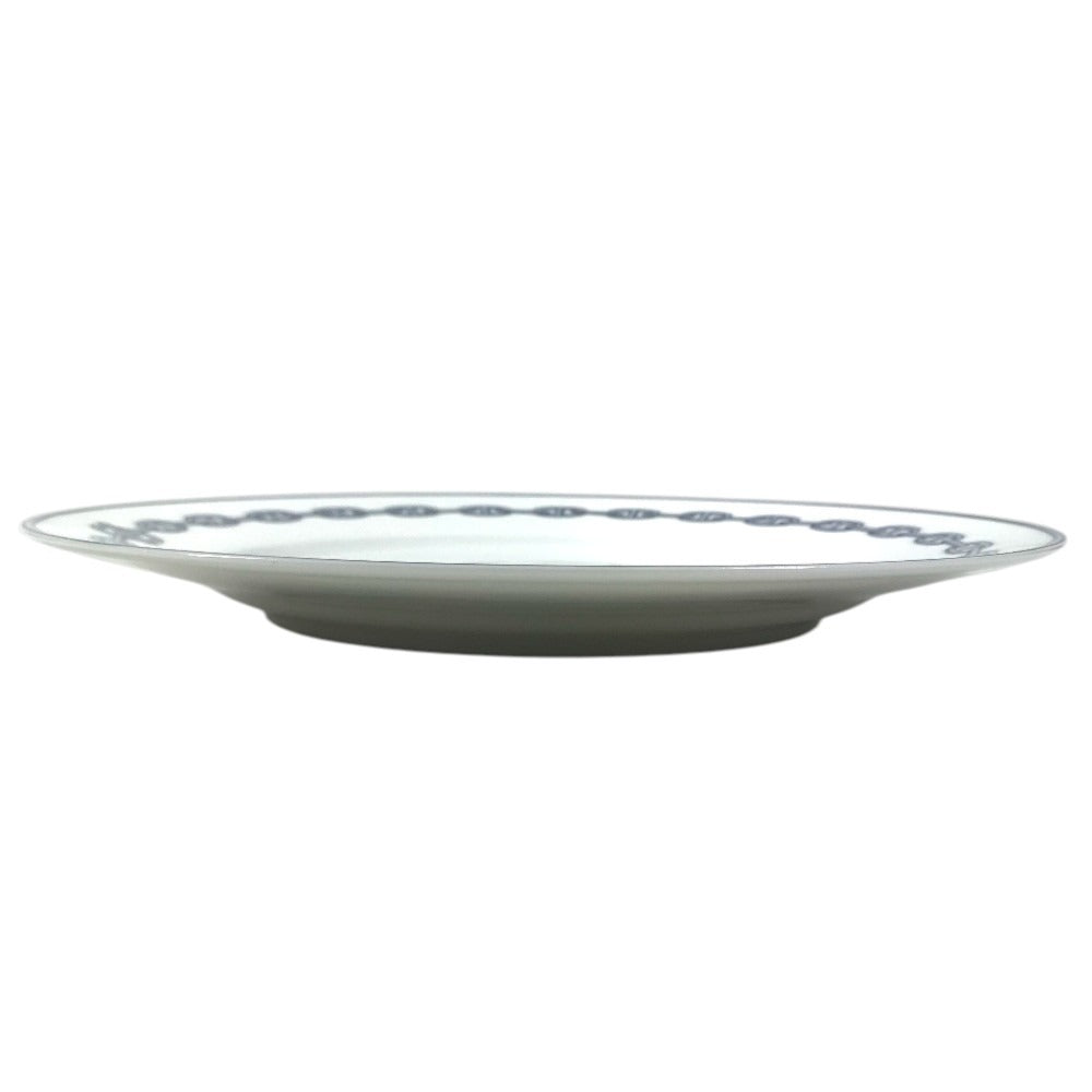 HERMES Dinner plate 10.6" Chaine d'Ancre logo Plates, tableware, dishes The dishes Pottery White/blue Used