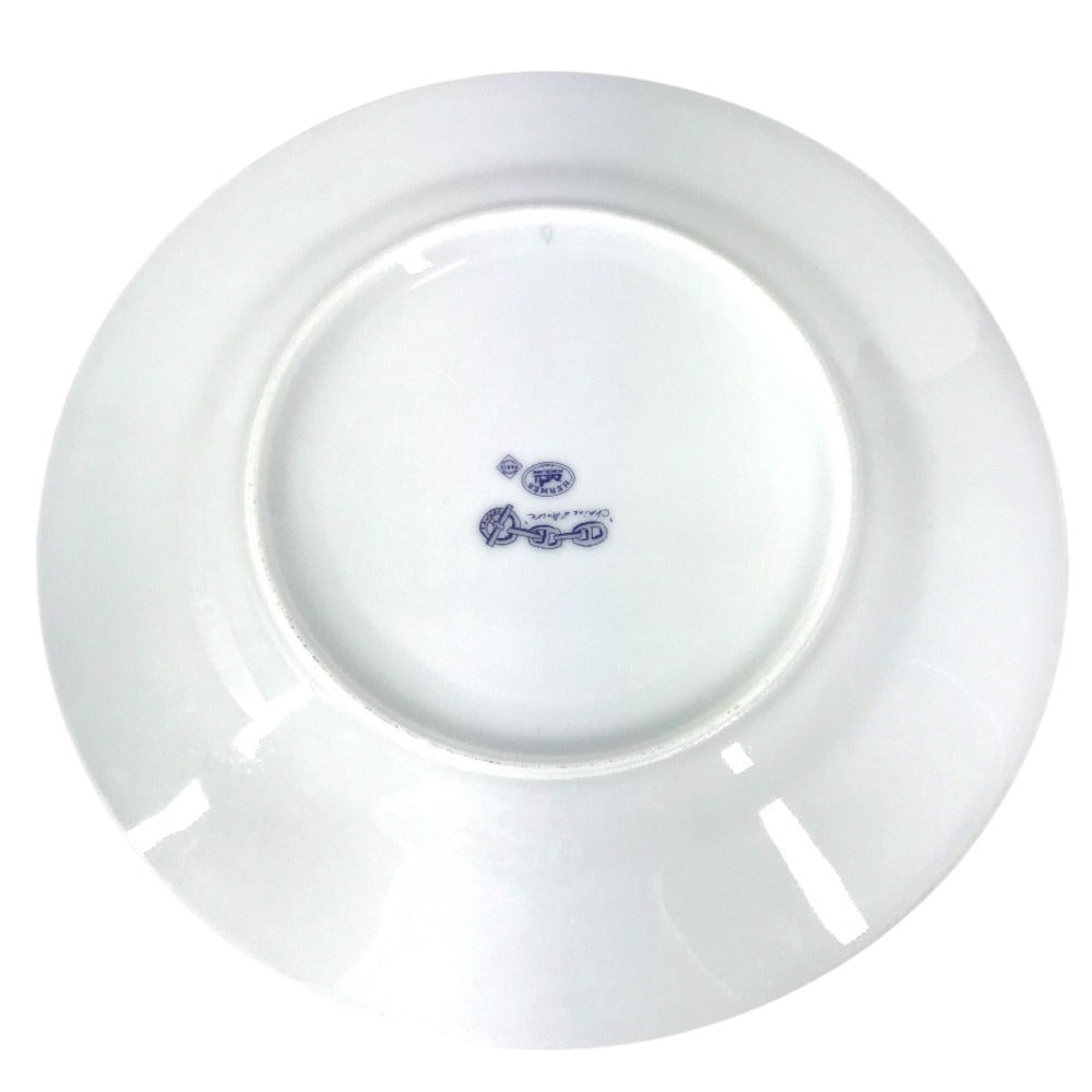 HERMES Dessert plate 8.7" Chaine d'Ancre logo Plates, tableware, dishes The dishes Pottery White/blue Used
