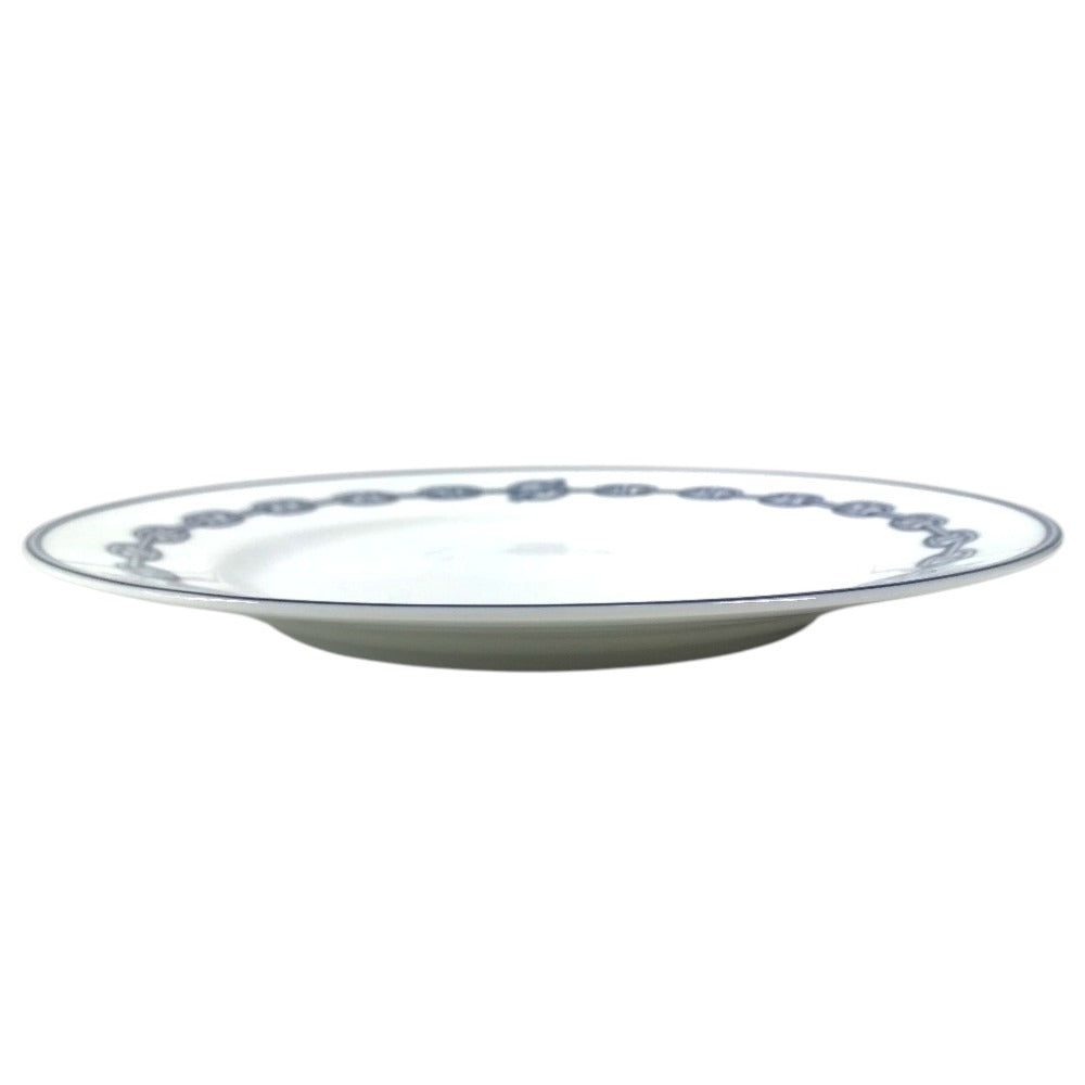 HERMES Dessert plate 8.7" Chaine d'Ancre logo Plates, tableware, dishes The dishes Pottery White/blue Used