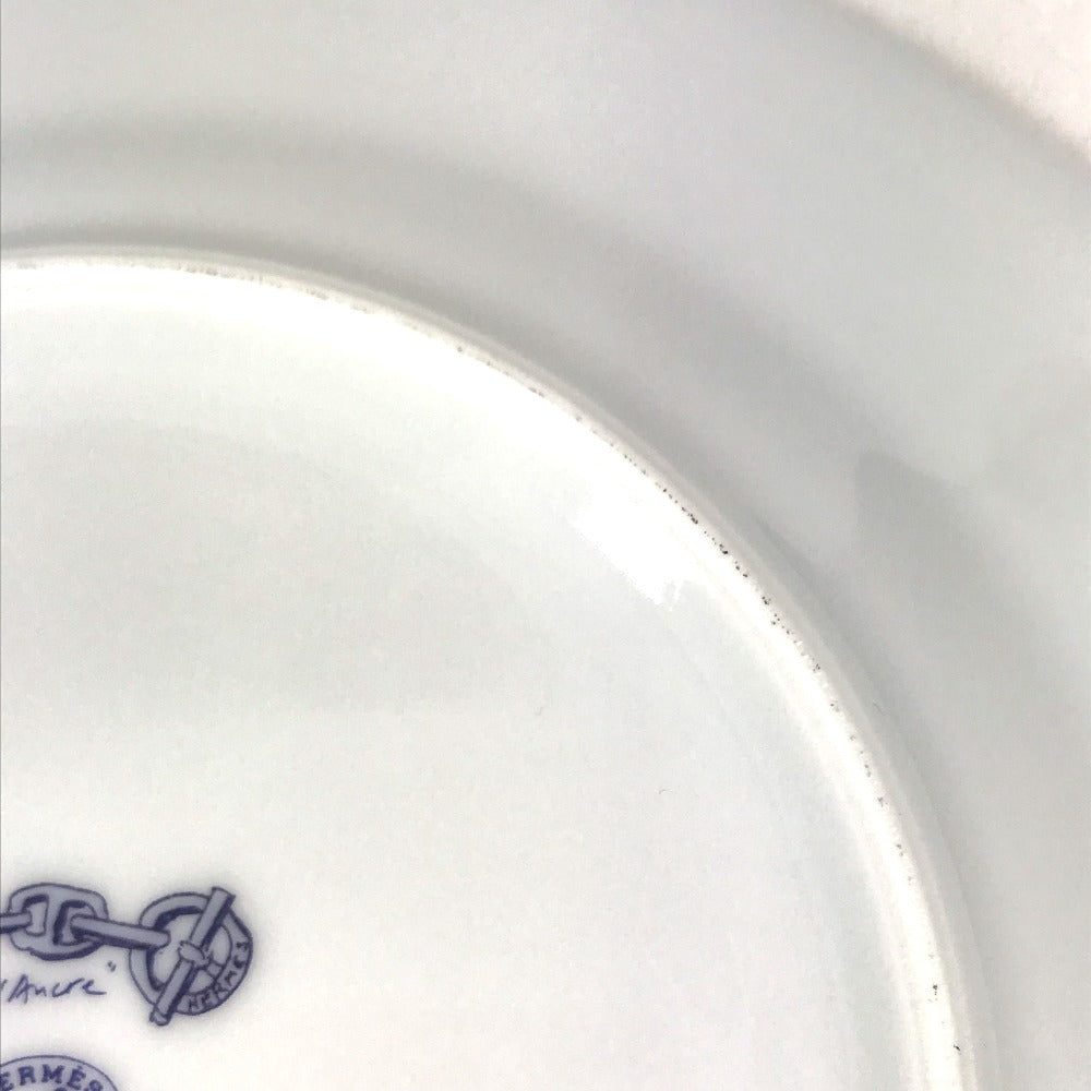 HERMES Dessert plate 8.7" Chaine d'Ancre logo Plates, tableware, dishes The dishes Pottery White/blue Used