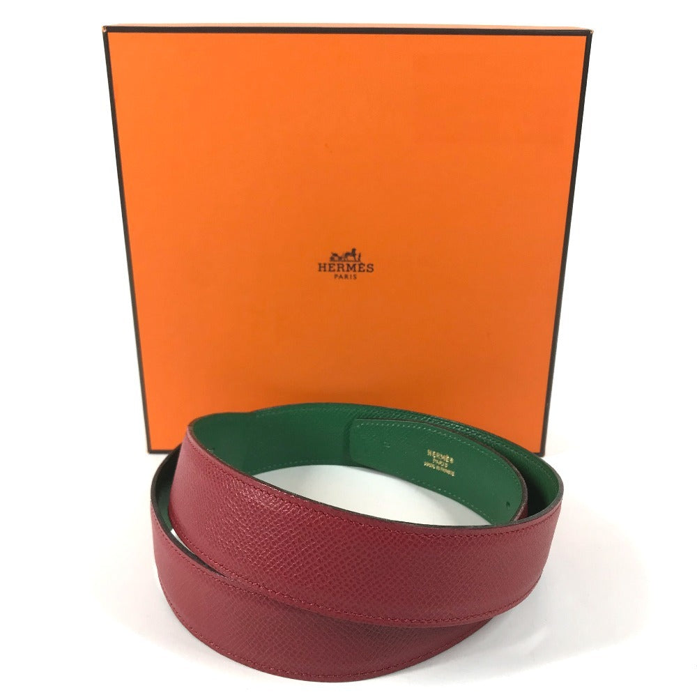 HERMES Bicolor Belt only, bottoms belt, fashion accessory belt Leather Red/Green Used