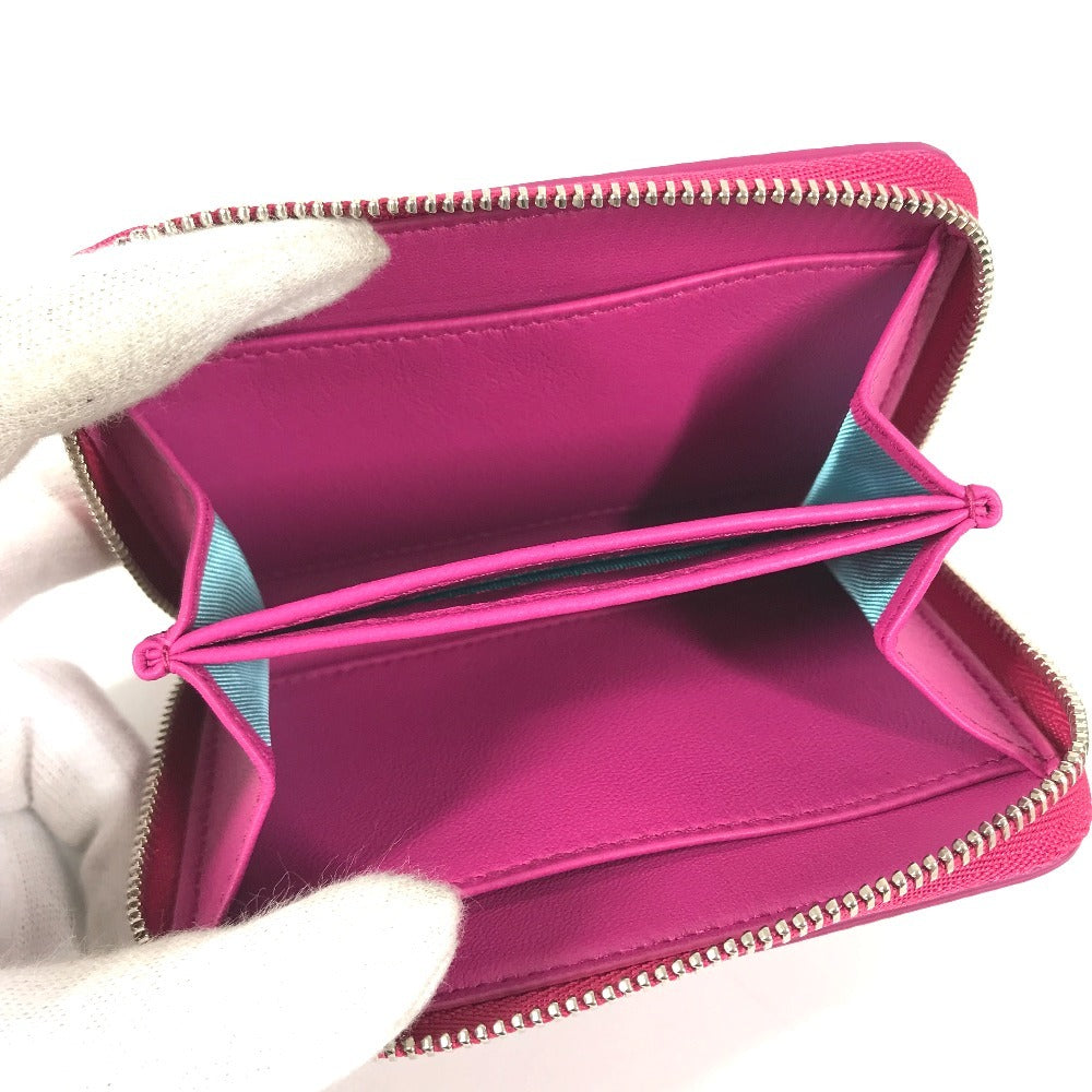TIFFANY&Co. logo Zip Around Coin Compartment Wallet coin purse pink Used