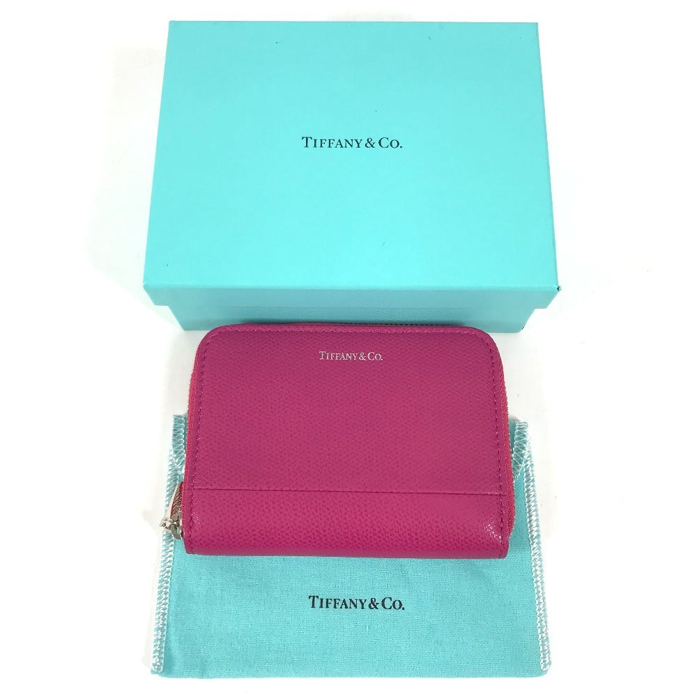 TIFFANY&Co. logo Zip Around Coin Compartment Wallet coin purse pink Used