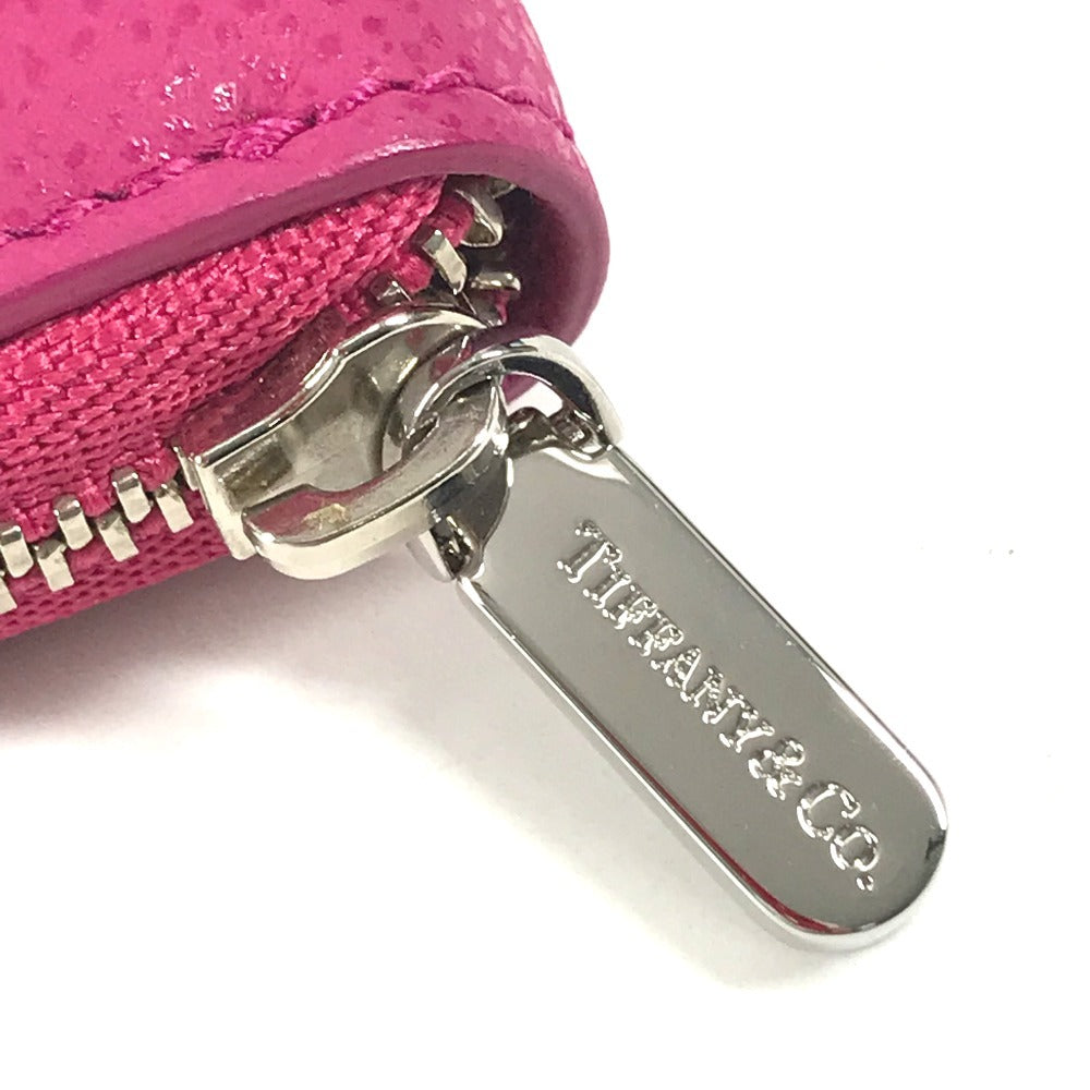TIFFANY&Co. logo Zip Around Coin Compartment Wallet coin purse pink Used