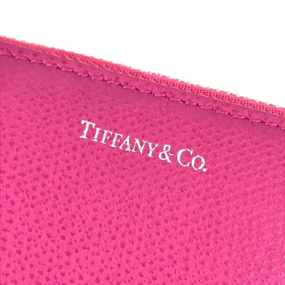 TIFFANY&Co. logo Zip Around Coin Compartment Wallet coin purse pink Used