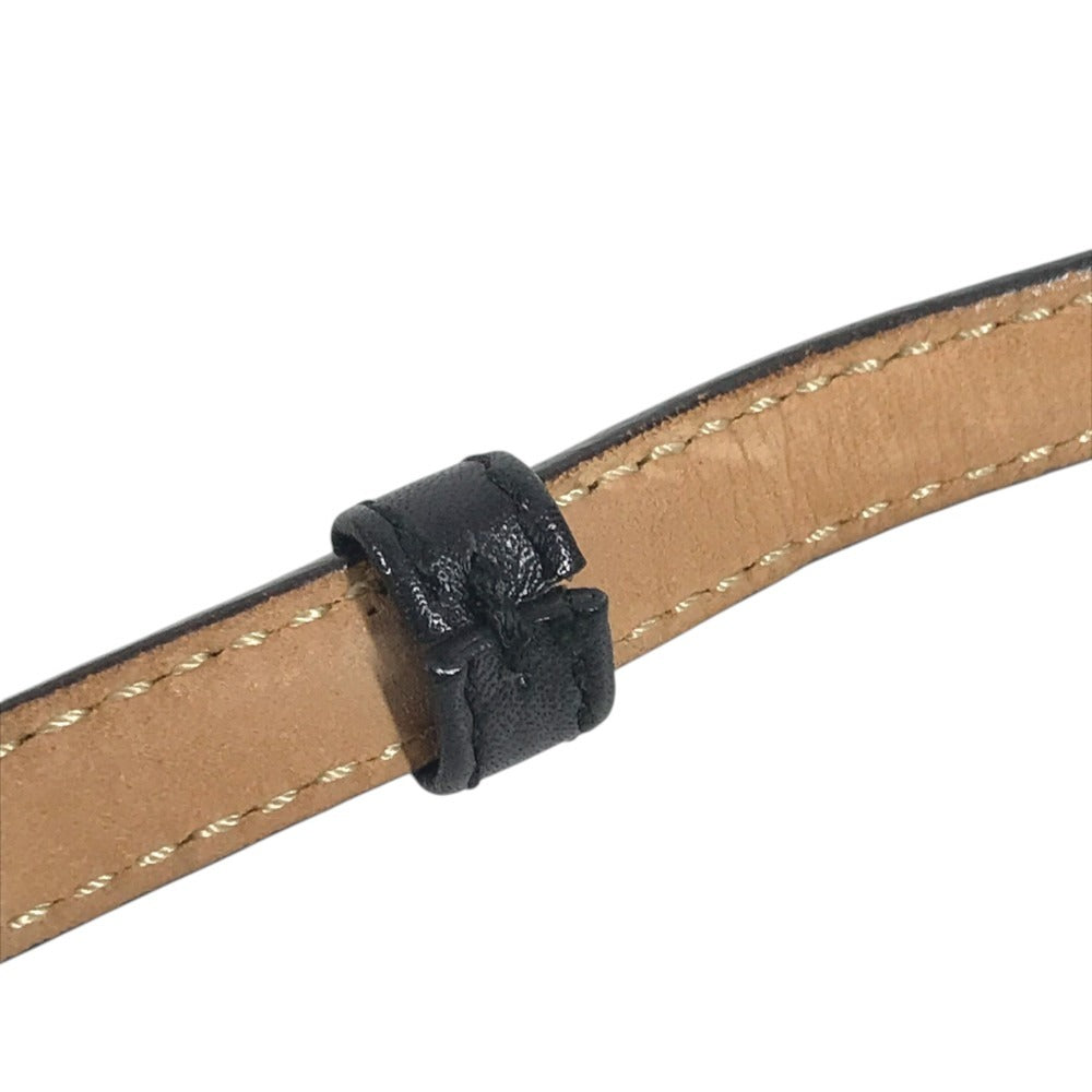 GUCCI 037-2194 Logo Horsebit Thin Belt For bottoms belt Leather Black/Gold Used