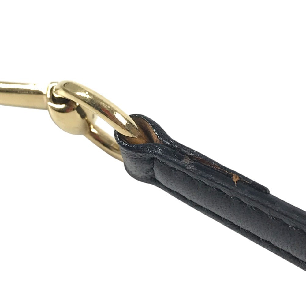 GUCCI 037-2194 Logo Horsebit Thin Belt For bottoms belt Leather Black/Gold Used