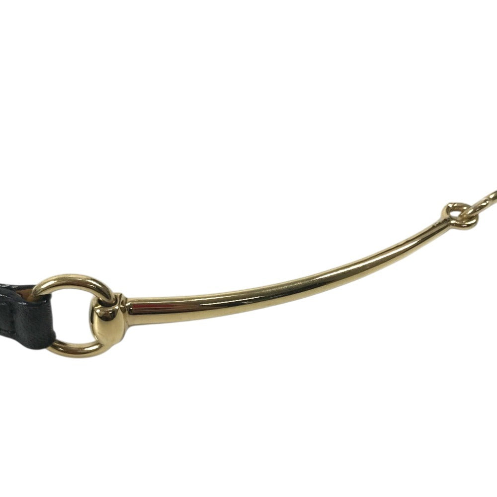 GUCCI 037-2194 Logo Horsebit Thin Belt For bottoms belt Leather Black/Gold Used