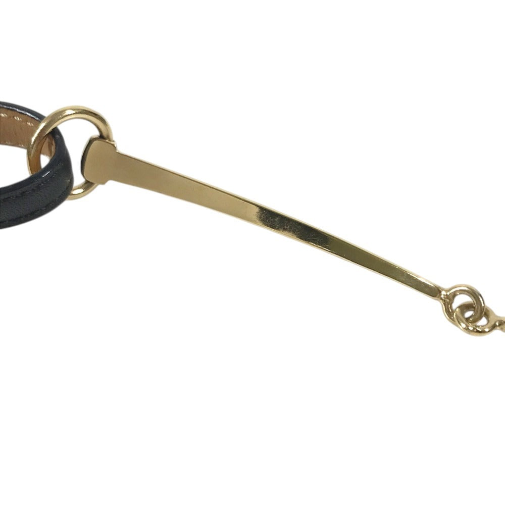 GUCCI 037-2194 Logo Horsebit Thin Belt For bottoms belt Leather Black/Gold Used