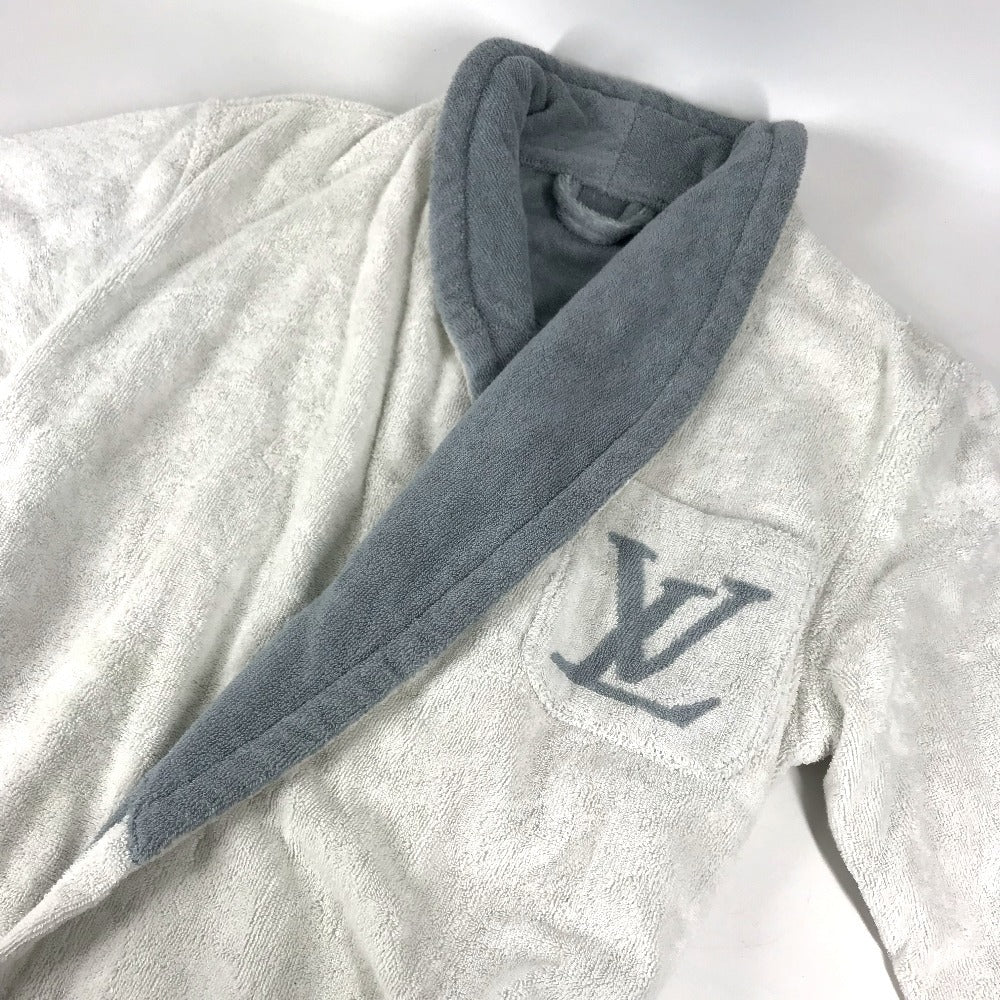 LOUIS VUITTON 不明 Tied LV logo Pile loungewear, long sleeves, long gown, loungewear Tops and others cotton White/Light Blue Based Used