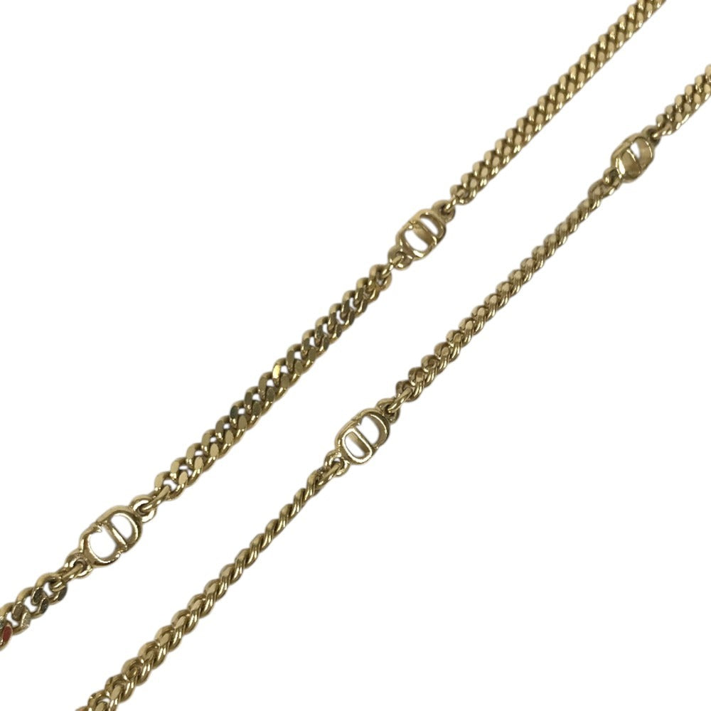 Dior vintage Long Necklace CD Logo Accessory Jewelry Necklace Metal Gold Used