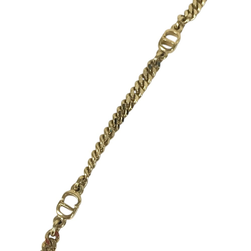 Dior vintage Long Necklace CD Logo Accessory Jewelry Necklace Metal Gold Used