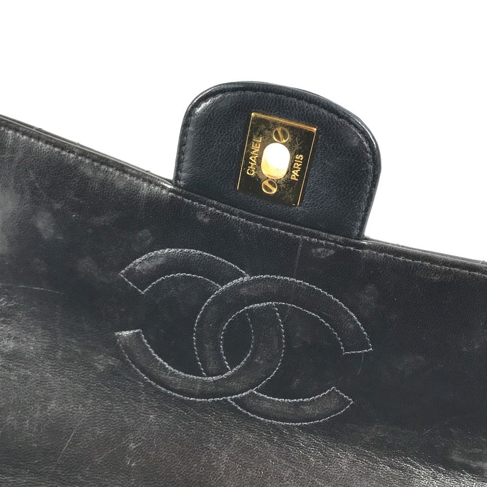 CHANEL vintage Top handle Matelasse Quilted CC CC Mark logo bag flap Hand Bag enamel Black/GoldHardware Used