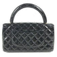 CHANEL vintage Top handle Matelasse Quilted CC CC Mark logo bag flap Hand Bag enamel Black/GoldHardware Used